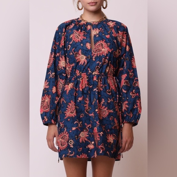 A.L.C. / Myra floral-print cotton-poplin mini dress blue pink 2 XS - Picture 1 of 8